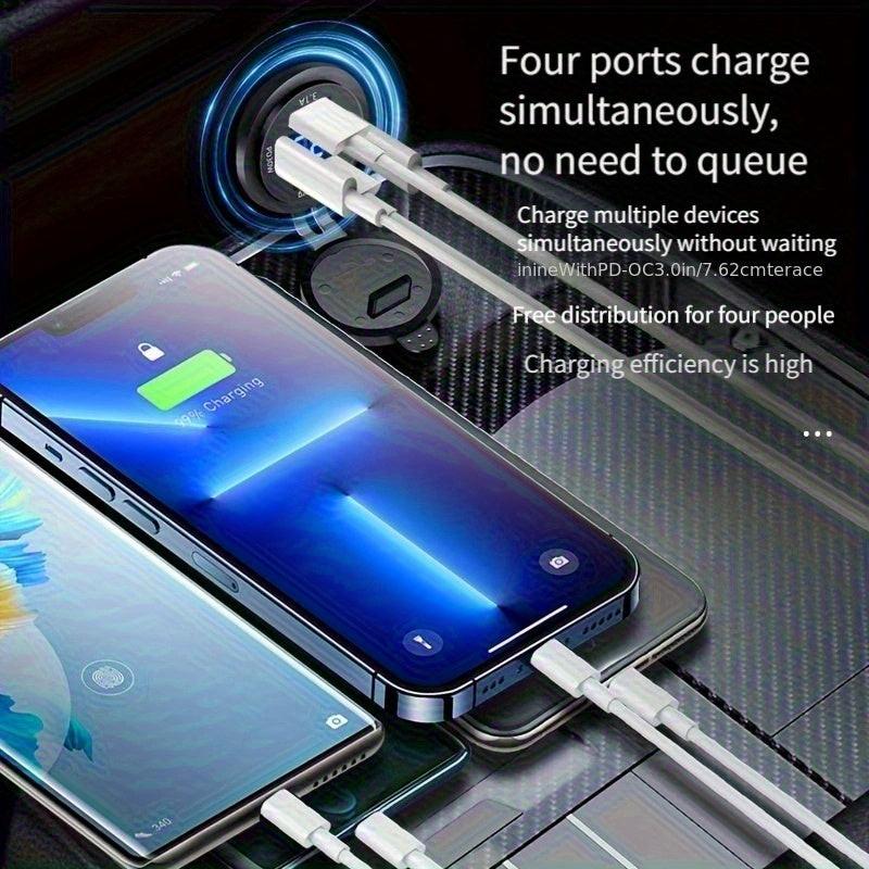 120W Super Fast Charging Charger Power Socket 4-in-1 Port Charger Socket 12V-24V-40V Car Power Socket PD30W with Digital Display Voltage Charger Suitable for Installation in Cars/Motorcycles/Trucks/RVs/Ships, Compatible with - Buy online at  Vibe In Cart.