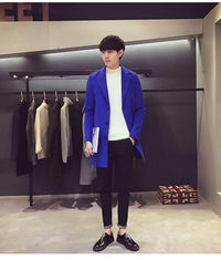 Men Long Cotton Coat 2024 Autumn Winter New Wool Blend Pure Color Casual Business Fashion Slim Windbreaker Jacket Men Clothing - Buy online at  Vibe In Cart.