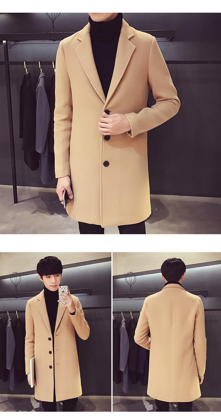 Men Long Cotton Coat 2024 Autumn Winter New Wool Blend Pure Color Casual Business Fashion Slim Windbreaker Jacket Men Clothing - Buy online at  Vibe In Cart.