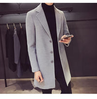 Men Long Cotton Coat 2024 Autumn Winter New Wool Blend Pure Color Casual Business Fashion Slim Windbreaker Jacket Men Clothing - Buy online at  Vibe In Cart.