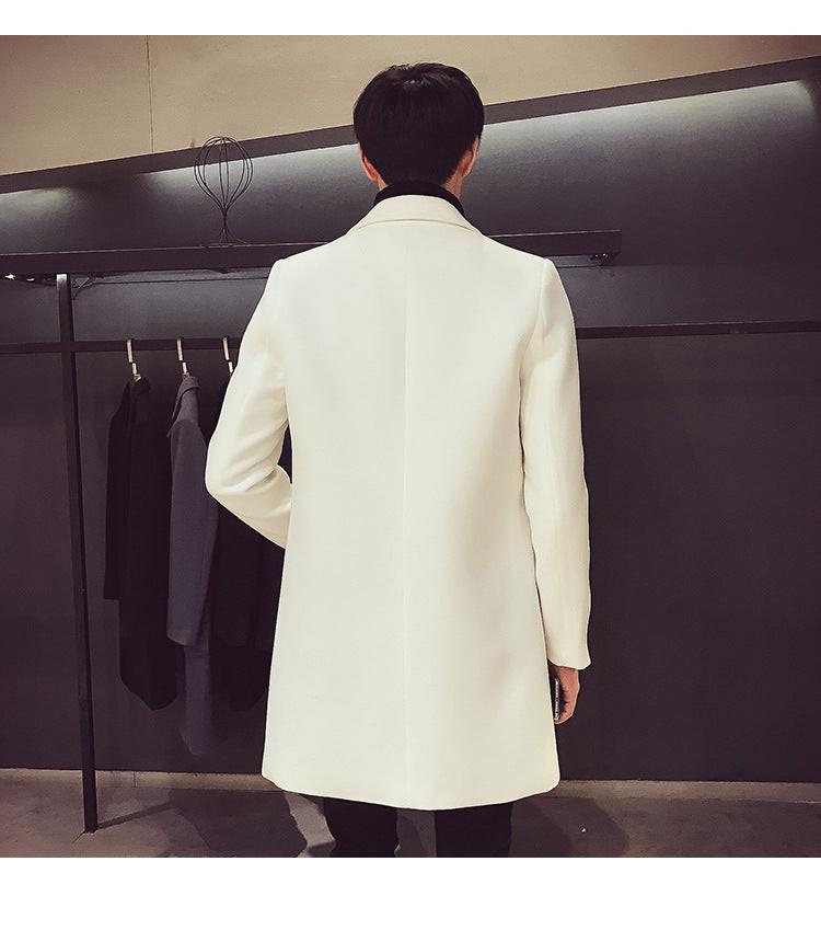 Men Long Cotton Coat 2024 Autumn Winter New Wool Blend Pure Color Casual Business Fashion Slim Windbreaker Jacket Men Clothing - Buy online at  Vibe In Cart.