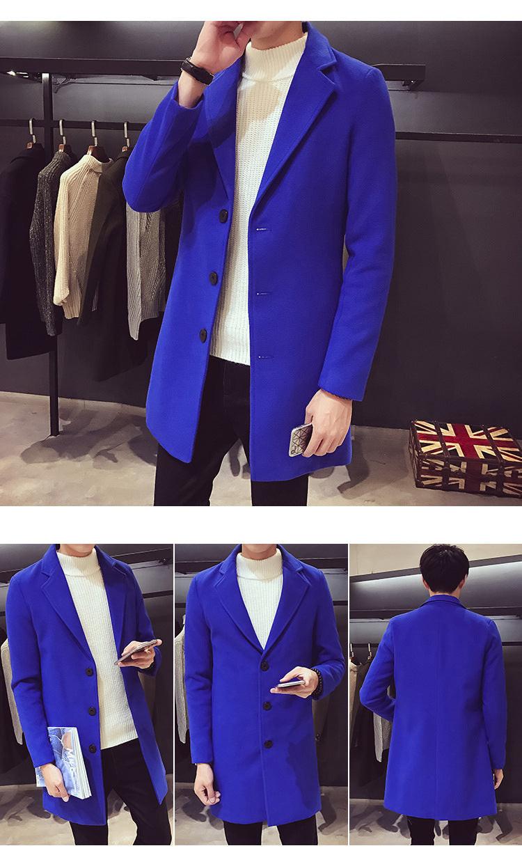 Men Long Cotton Coat 2024 Autumn Winter New Wool Blend Pure Color Casual Business Fashion Slim Windbreaker Jacket Men Clothing - Buy online at  Vibe In Cart.