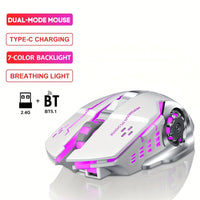 Rechargeable Dual-Mode Mouse- BT+ 2.4G Wireless Mouse, RGB Gaming Mouse, Silent Clicks, Long Battery Life, Ambidextrous Ergonomic Comfort- for Extended Work& Gaming- Computer& Gaming Accessories - Buy online at  Vibe In Cart.