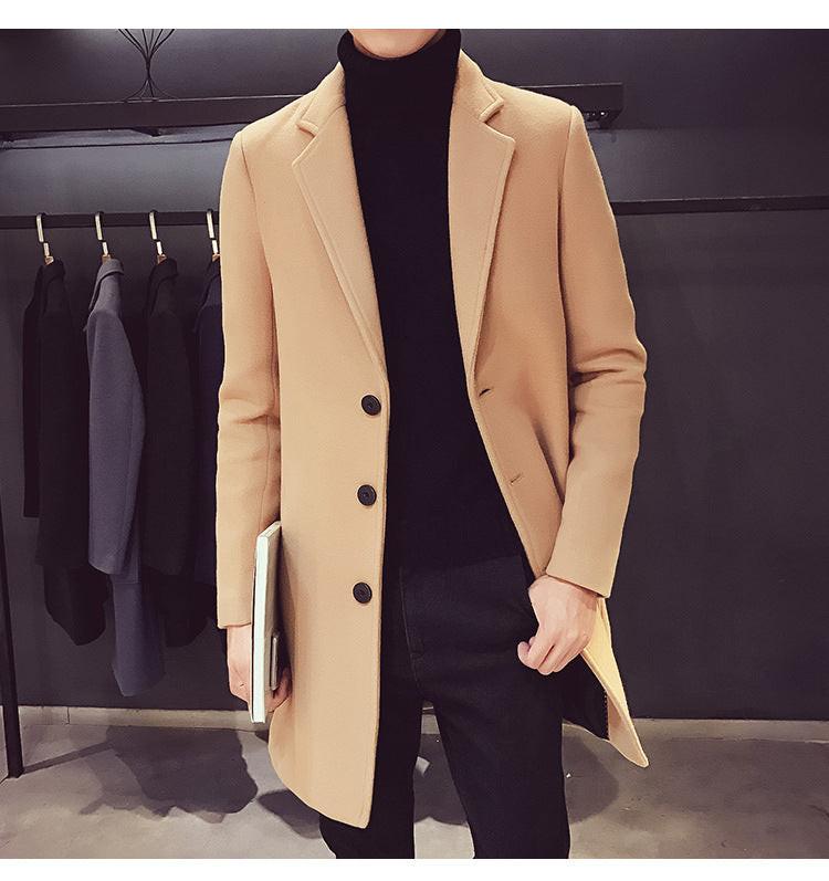 Men Long Cotton Coat 2024 Autumn Winter New Wool Blend Pure Color Casual Business Fashion Slim Windbreaker Jacket Men Clothing - Buy online at  Vibe In Cart.