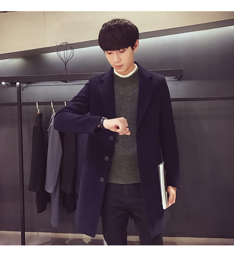 Men Long Cotton Coat 2024 Autumn Winter New Wool Blend Pure Color Casual Business Fashion Slim Windbreaker Jacket Men Clothing - Buy online at  Vibe In Cart.