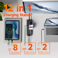 Power Strip with Surge Protection Featuring a 5 Ft/10 Ft Flat Extension Cord, 8 AC Outlets, And 4 USB Ports (2 USB A And 2 USB C), Designed As a Compact Charging Station for Desks, Suitable for Home, Dorm, Office, And Travel - Buy online at  Vibe In Cart.
