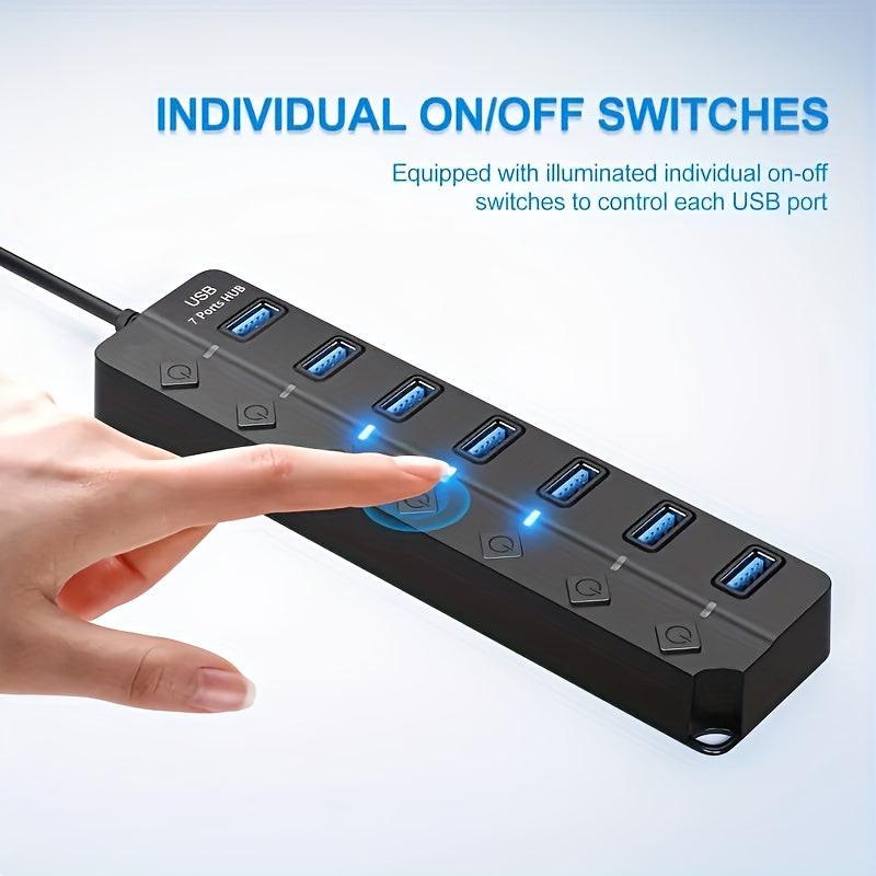 [Usb Adapter Hub] 1pc 7 Ports/ 4 Ports LED USB Adapter Hub Power On/ Off Switch For PC Laptop Computer - Buy online at  Vibe In Cart.