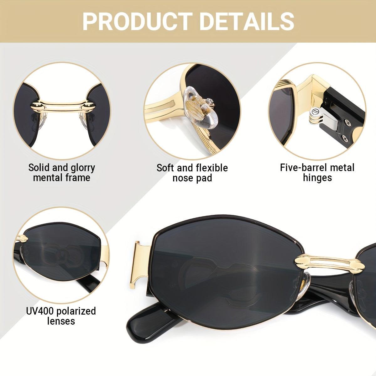 Vintage Oval Narrow Frame Sunglasses for Women and Men, Hexagonal Golden Metal Sunglasses with UV Protection - Buy online at  Vibe In Cart.