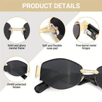 Vintage Oval Narrow Frame Sunglasses for Women and Men, Hexagonal Golden Metal Sunglasses with UV Protection - Buy online at  Vibe In Cart.