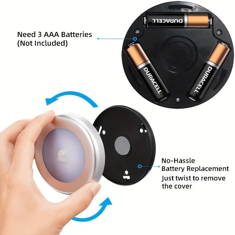 Motion Sensor Puck Lights Available in Sets of 3, 6, 9, Or 12, These Battery-Operated LED Night Lights Are Perfect for Illuminating Stairs, Closets, And Under Cabinets. They Can Be Easily Stuck Anywhere in Your Home, Kitchen, - Buy online at  Vibe In Cart.