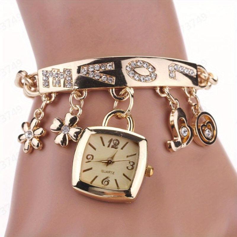 Women'S Bracelet Watch LOVE Quartz Watch Flower Decor Tonneau Dress Watch Ladies Exquisite Casual Watch Anniversay Birthday Christmas New Year Gifts - Buy online at  Vibe In Cart.