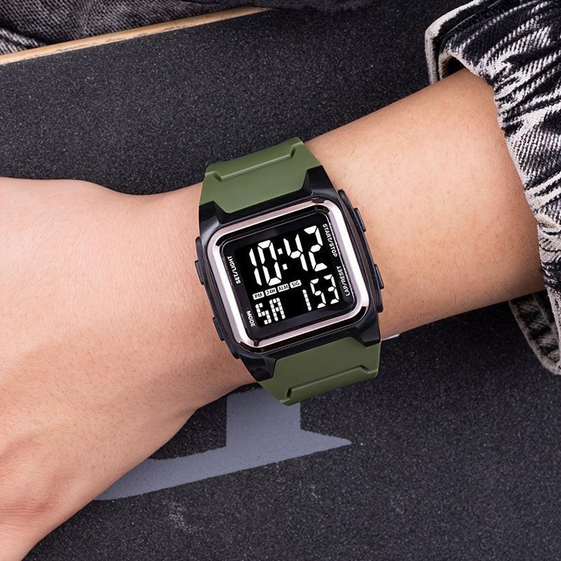 Stylish Square Large Screen Sports Electronic Watch, Night Light Wrist Watch, Suitable For Boys And Girls, Birthday Gift - Buy online at  Vibe In Cart.