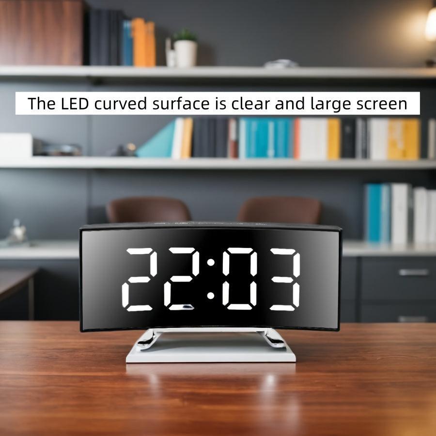 Creative LED Curved Screen Mirror Alarm Clock, Multifunctional Silent Smart Desktop Clock, Christmas Valentine's Day New Year Holiday Gift, 1 pc - Buy online at  Vibe In Cart.