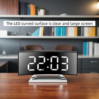 Creative LED Curved Screen Mirror Alarm Clock, Multifunctional Silent Smart Desktop Clock, Christmas Valentine's Day New Year Holiday Gift, 1 pc - Buy online at  Vibe In Cart.