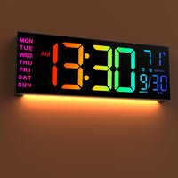 16.2'' Large Digital Wall Clock with Remote Control | Big LED, Dual Alarm, 8 RGB Colors, Auto Brightness, Date, Auto DST, Temperature, Night Light, Gym Clock for Living Room, Bedroom, Office Wall Decor - Maxstar - Buy online at  Vibe In Cart.