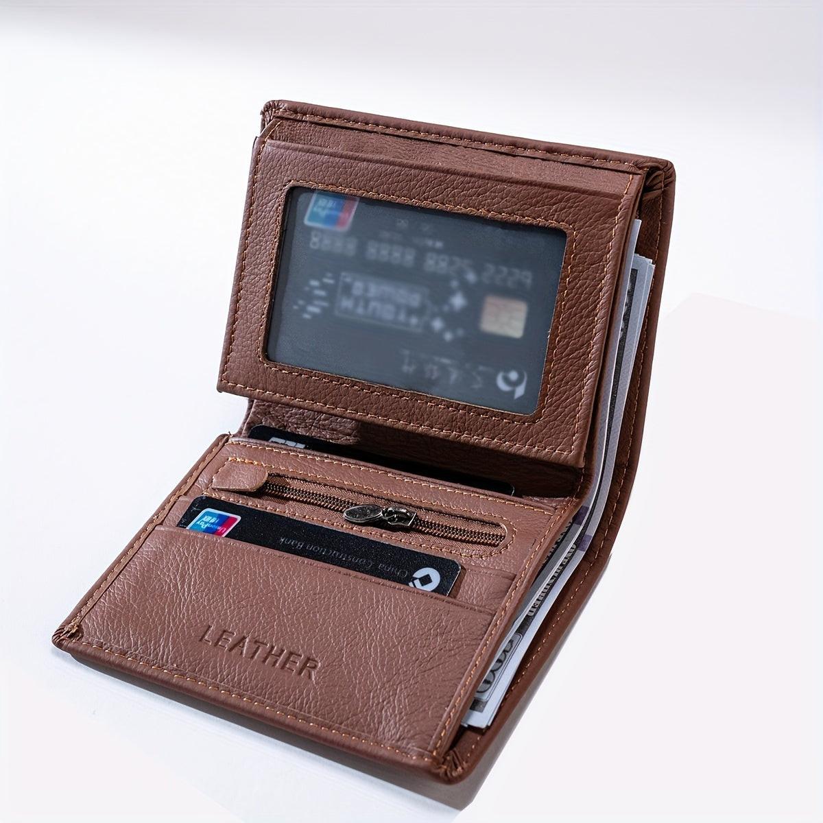 [Genuine Leather Card Holder] Genuine Leather Vintage Thin Vertical Short ID Credit Card Holder Wallet | 1pc for Men & Women, Solid Color, Lining, Non-Braided - Ideal for Thanksgiving, Father's Day, Christmas, Valentine's Day - Buy online at  Vibe In Cart.