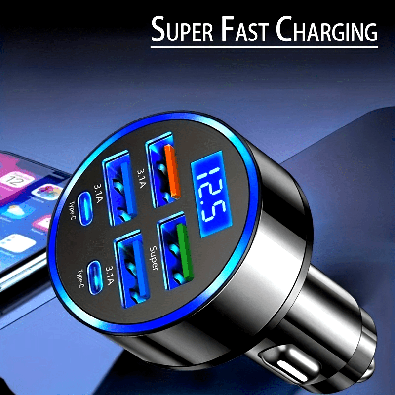 1 Ultra-Fast Phone Charger with 6-in-1 Voltage Detection & Digital Display, USB-C/Type-C Compatible Car Charger Adapter for Road Trips, Travelers Essential, Portable Power Bank, Fast Charging Adapter, Car Charger Adapter, Tra - Buy online at  Vibe In Cart.
