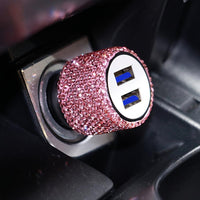 [Shiny Diamond Car Charger] Shiny Artificial Diamond Car Charger | Dual USB Ports, Lightweight Aluminum Alloy, Male to Male Connector, 12-24V Power Adapter, Car Interior Decor & Safety Hammer, Without Battery, Vehicle Accesso - Buy online at  Vibe In Cart.