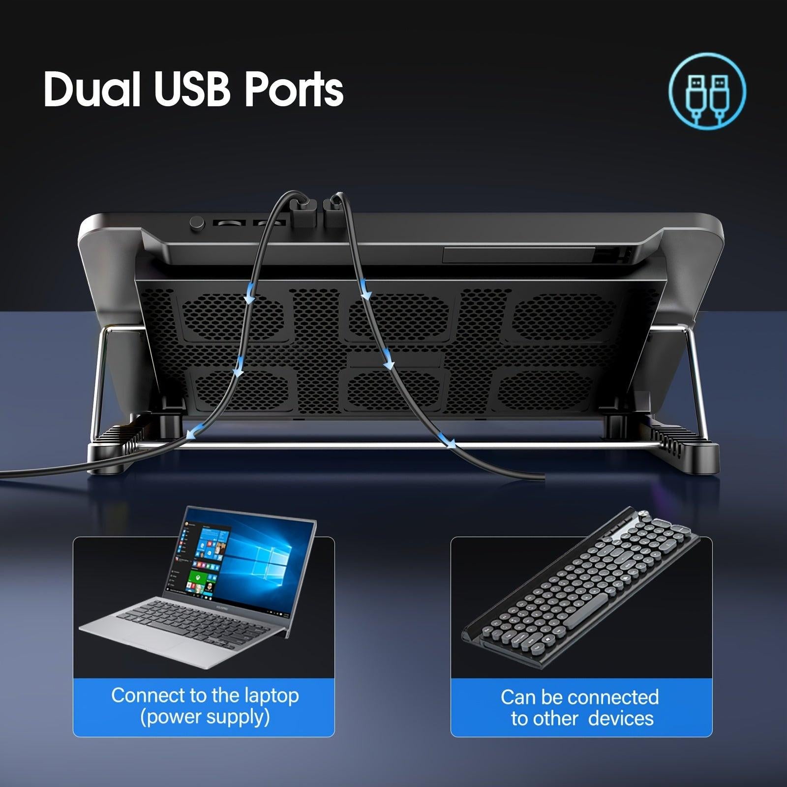 Cooling Pad for Laptops, Featuring 6 Silent LED Fans, Designed for 15.6 to 17-Inch Laptops. This Portable, Ultra-Slim Cooling Stand Is USB Powered And Includes a Switch to Control Fan Speed. - Buy online at  Vibe In Cart.