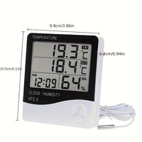 HTC-2 Temperature And Humidity Monitor with Clock, Alarm, And Calendar, Digital Thermometer Hygrometer for Indoor And Outdoor Use, Includes Back Stand for Home Or Office - Buy online at  Vibe In Cart.