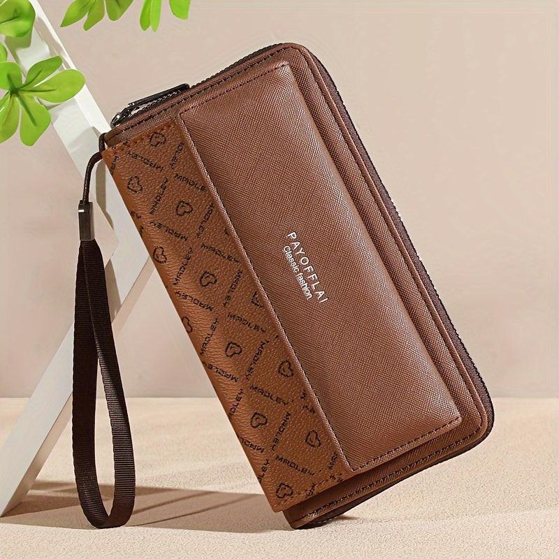 Classic PU Women'S Wallet, Long, Color-Block, Double-Layer Design, Zipper Closure, Zip Pocket, Photo Separation Layer, Nylon Lining, Continental Form Factor, with Positioning Printing for Women - Buy online at  Vibe In Cart.