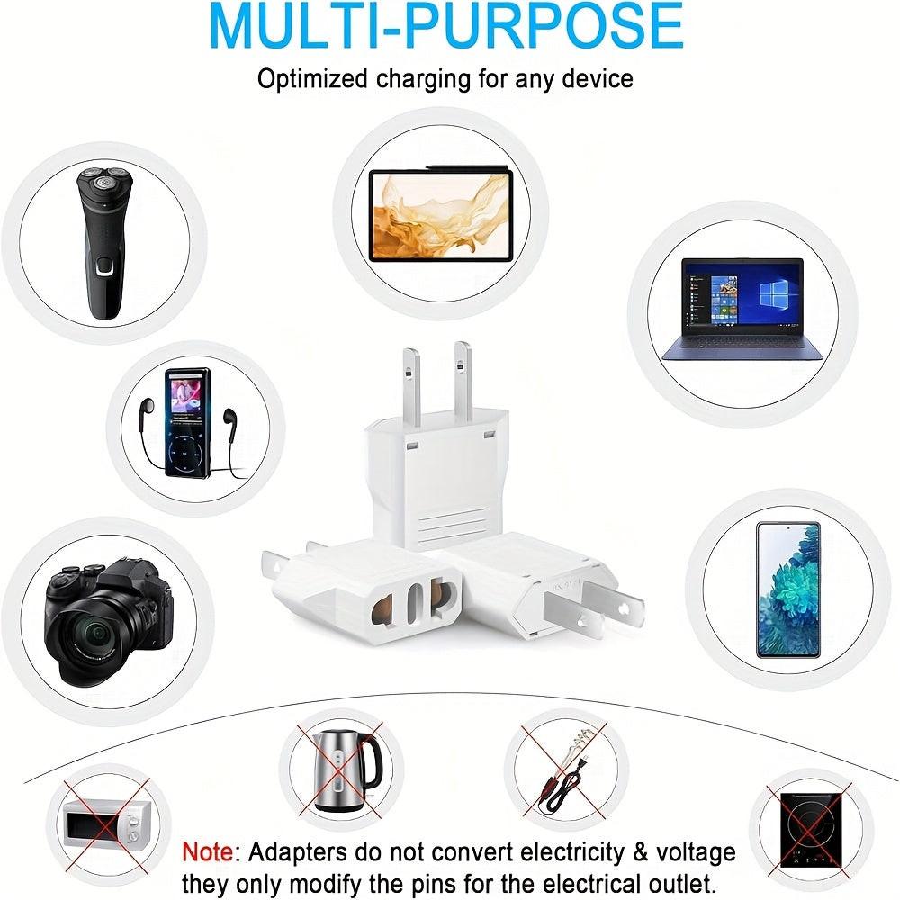 US Plug Adapter, European to USA Travel Plug Adapter, EU to US Plug Converter, Travel from Europe to USA Outlet, Power Travel Adapters European to American, Canada, Mexico, Japan - Buy online at  Vibe In Cart.