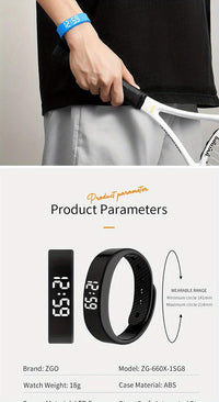 Unisex Digital Watch With Alarm, Pedometer, Timer, Luminous In White