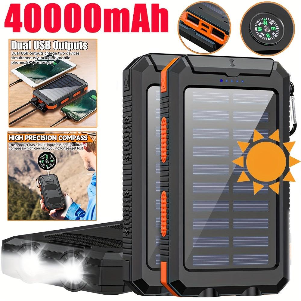 Solar Charger-40000mAh Solar Charger Power Bank -Portable Solar Phone Battery Panel Charger, QC3.0 Dual USB Port Battery Pack Charger Portable For All Cell Phones & Electronic Devices- Long Lasting, Travel Camping, LED Flashl - Buy online at  Vibe In Cart.