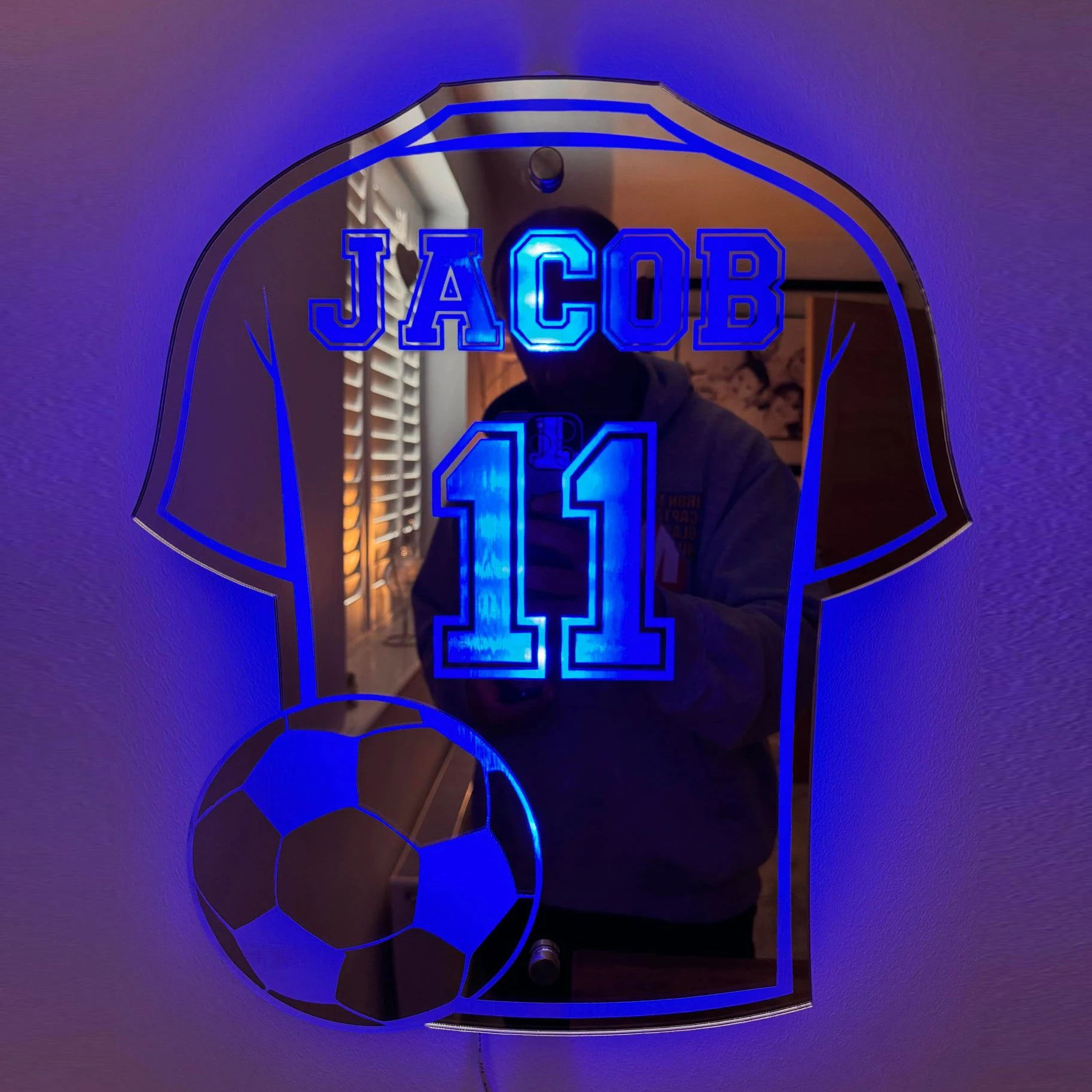 Custom Football Shirt LED Mirror - Personalized Acrylic Gift for Dad, Man Cave Wall Decor (Christmas/Birthday/Father's Day) - Buy online at  Vibe In Cart.