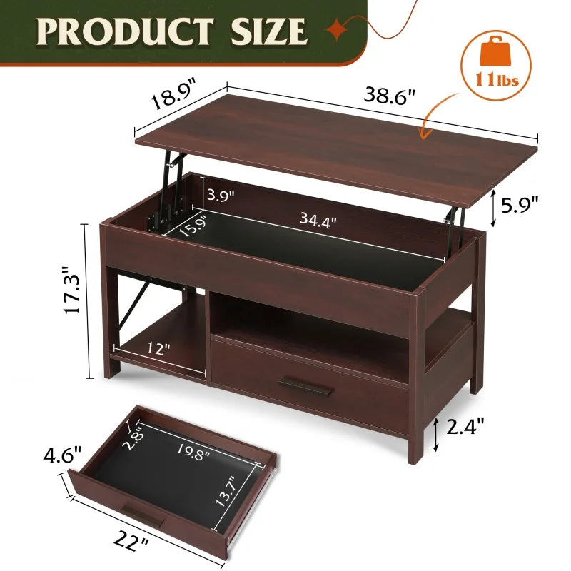GALAXHERO Lift Top Coffee Table with Hidden Compartment Storage Drawers and Storage Shelf for Living Room Reception Room - Buy online at  Vibe In Cart.