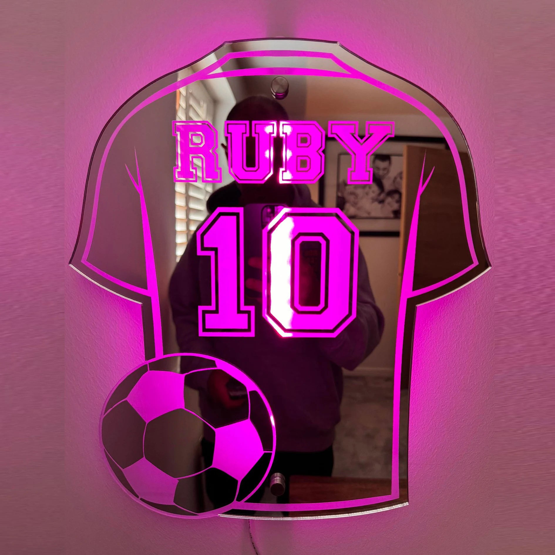 Custom Football Shirt LED Mirror - Personalized Acrylic Gift for Dad, Man Cave Wall Decor (Christmas/Birthday/Father's Day) - Buy online at  Vibe In Cart.