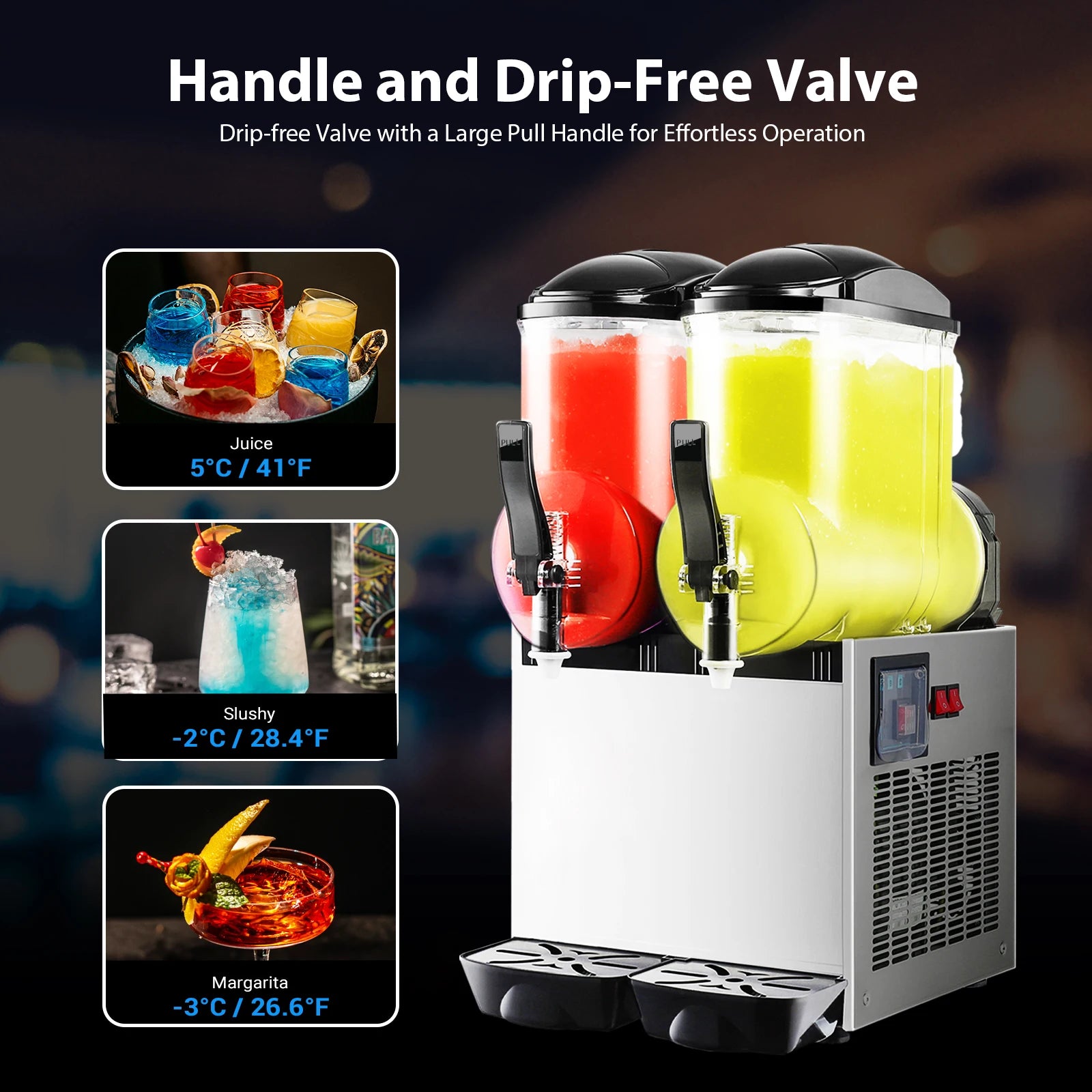 Commercial 6.4 Gal Margarita Machine 1050W Large Capacity Electric Slushy Frozen Drink Maker 24L Icy Treats Kitchen Appliance - Buy online at  Vibe In Cart.