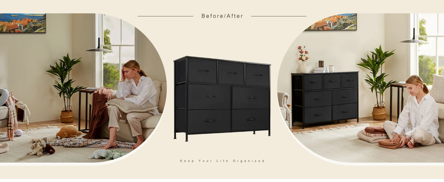 JHK Desser For Bedroom With 7 Fabric Drawers Organizer Storage Closet Chest Clothes For Living Room Display Cabinet Of Furniture - Buy online at  Vibe In Cart.