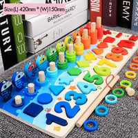 Educational Wooden Math Shape Matching Puzzle Toy for Kids