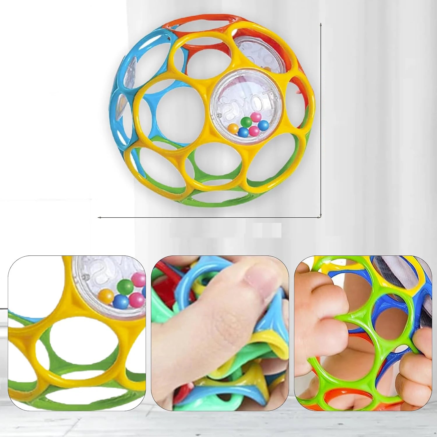 Soft Baby Grasping Ball Rattles with Bell Ball Early Education Educational Sensory Toy Random Color）