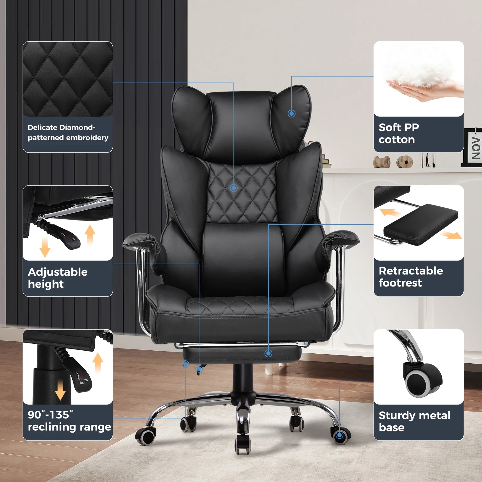 Big and Tall Gaming Chair with Pocket Spring Lumbar Support, Ergonomic Office Chair with Footrest - Buy online at  Vibe In Cart.