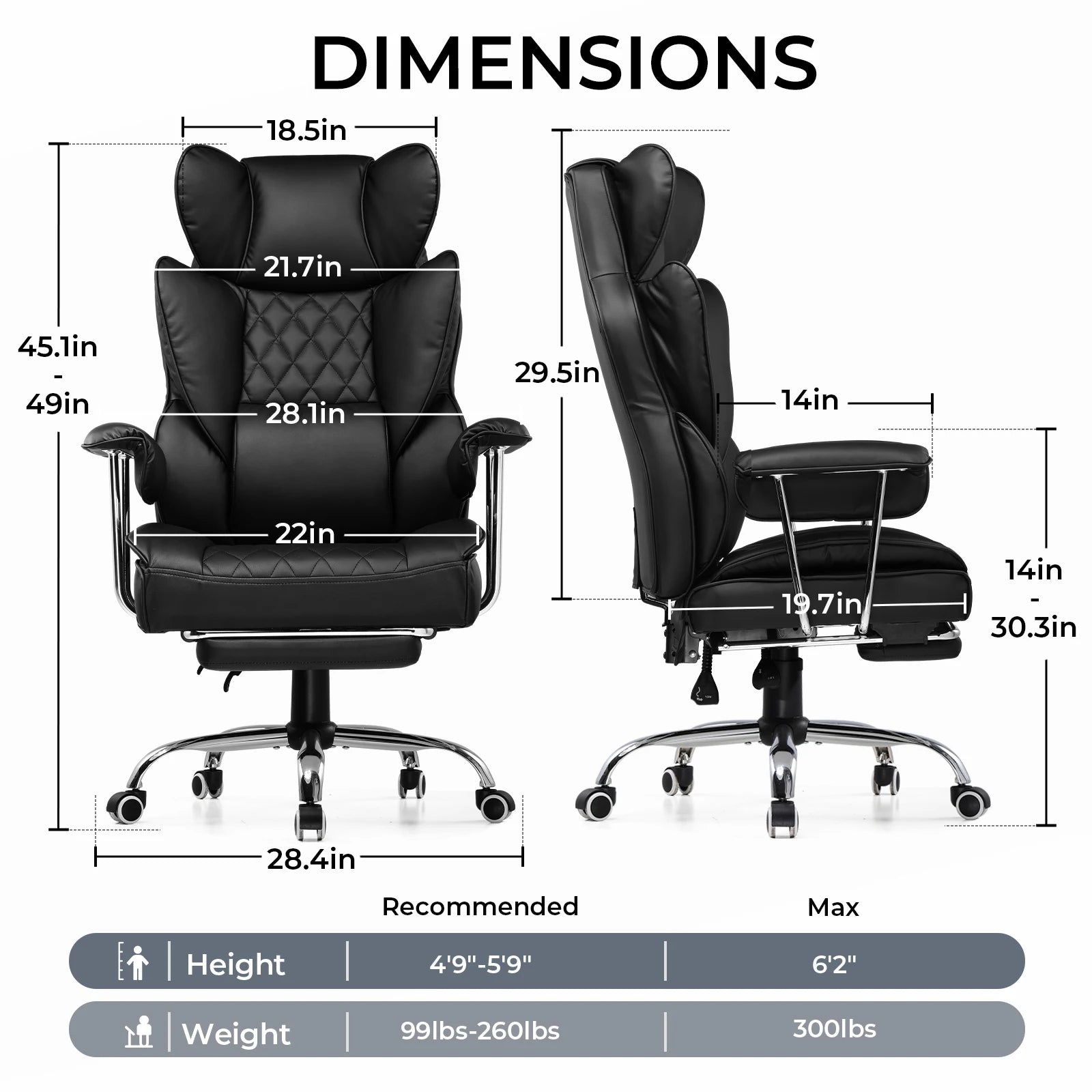 Big and Tall Gaming Chair with Pocket Spring Lumbar Support, Ergonomic Office Chair with Footrest - Buy online at  Vibe In Cart.