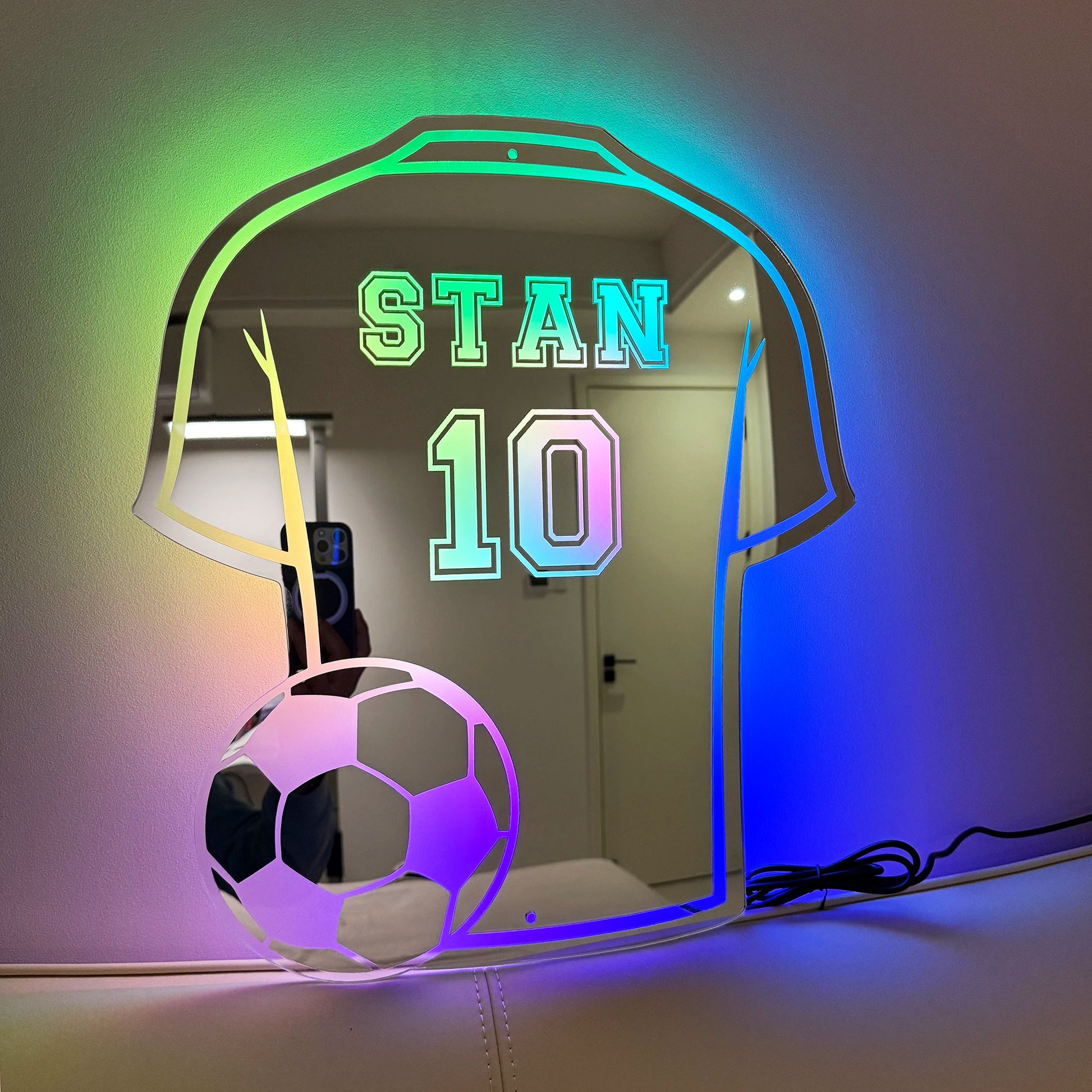 Custom Football Shirt LED Mirror - Personalized Acrylic Gift for Dad, Man Cave Wall Decor (Christmas/Birthday/Father's Day) - Buy online at  Vibe In Cart.