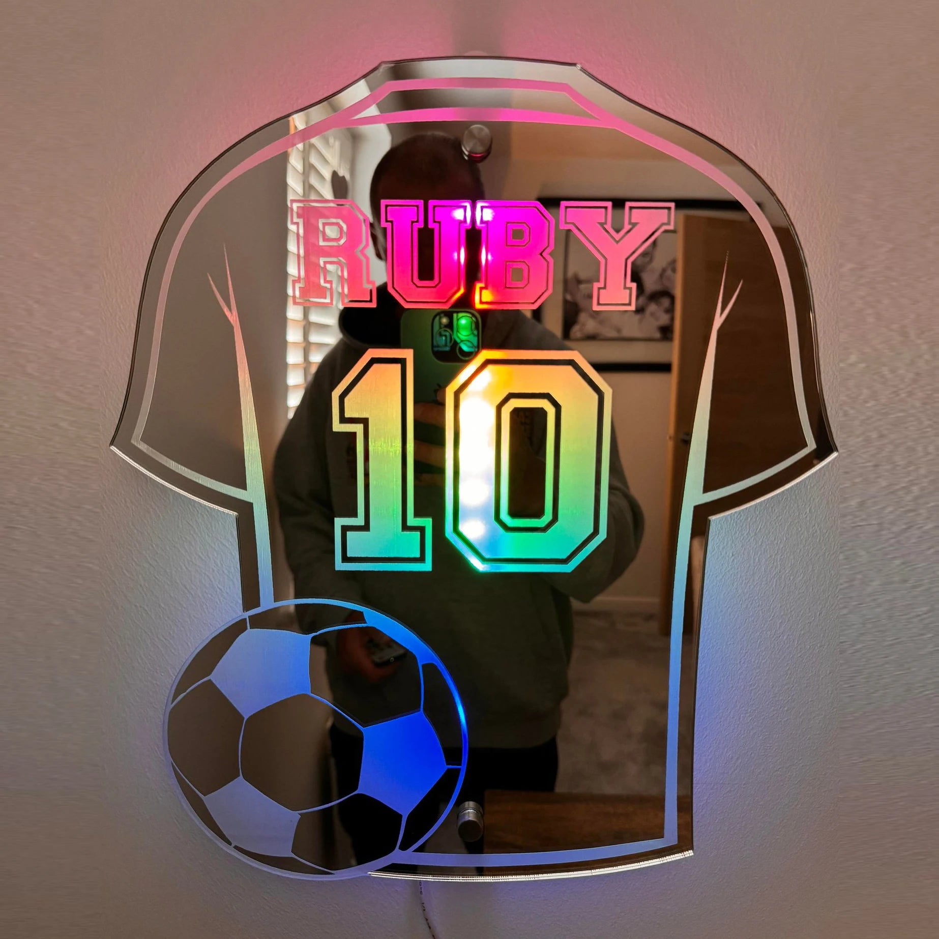 Custom Football Shirt LED Mirror - Personalized Acrylic Gift for Dad, Man Cave Wall Decor (Christmas/Birthday/Father's Day) - Buy online at  Vibe In Cart.