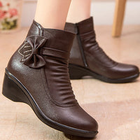 Fashion Winter Women Ankle Boots PU Leather Female Thick Plush Warm Snow Boots Mother Waterproof Non-slip Booties Luxury - Buy online at  Vibe In Cart.