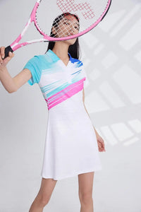 New Summer Women Tennis Dress Pickleball Skirt Golf Dress For Girls Knee Length Sports Dresses for Badminton Workout