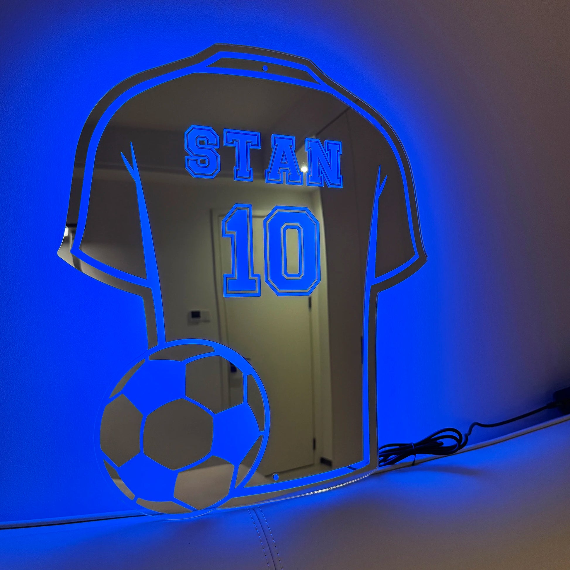 Custom Football Shirt LED Mirror - Personalized Acrylic Gift for Dad, Man Cave Wall Decor (Christmas/Birthday/Father's Day) - Buy online at  Vibe In Cart.