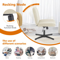 JHK Cross Legged Office Living Room Rocking Gaming Chair Armless Wide Desk Adjustable Swivel Fabric Task Vanity Home Office - Buy online at  Vibe In Cart.