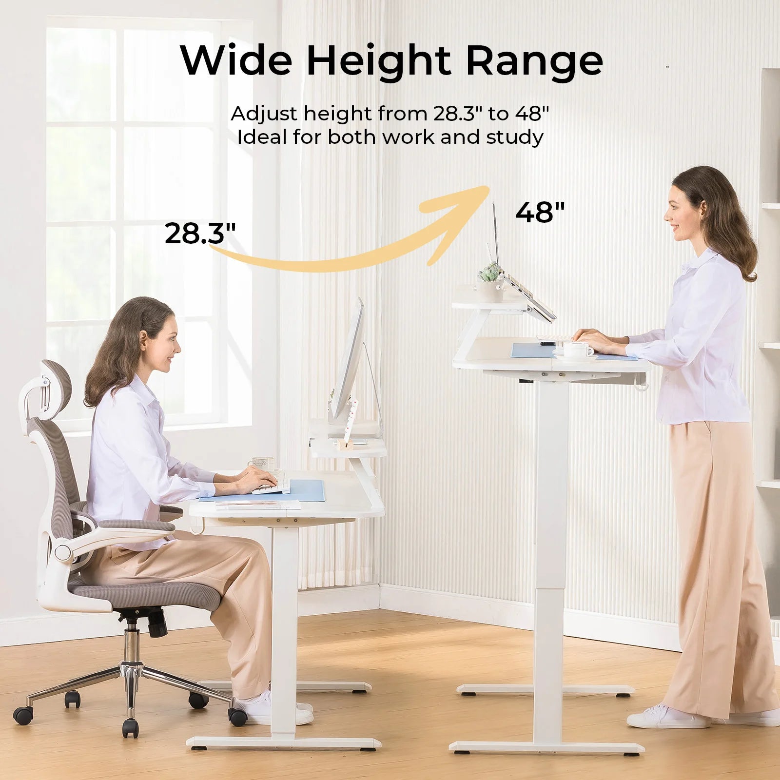 Electric Standing Desk with Drawers, Sit Stand up Desk, Height Adjustable Ergonomic Home Office Computer Desk - Buy online at  Vibe In Cart.