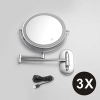 8 Inch Double-Sided Makeup Mirror With 3x-10x Magnification And LED Lights