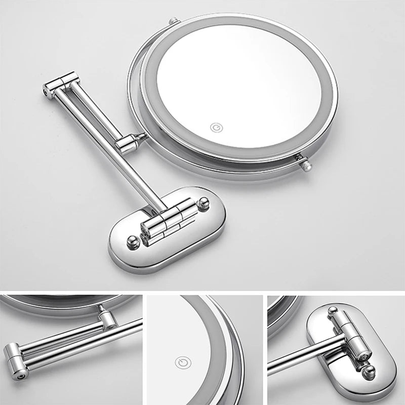 8 inch Makeup Mirror Chrome 3x/5x/7x/10x Magnifying Double Side USB Charging Bathroom 3 color light Smart Cosmetic Mirrors - Buy online at  Vibe In Cart.