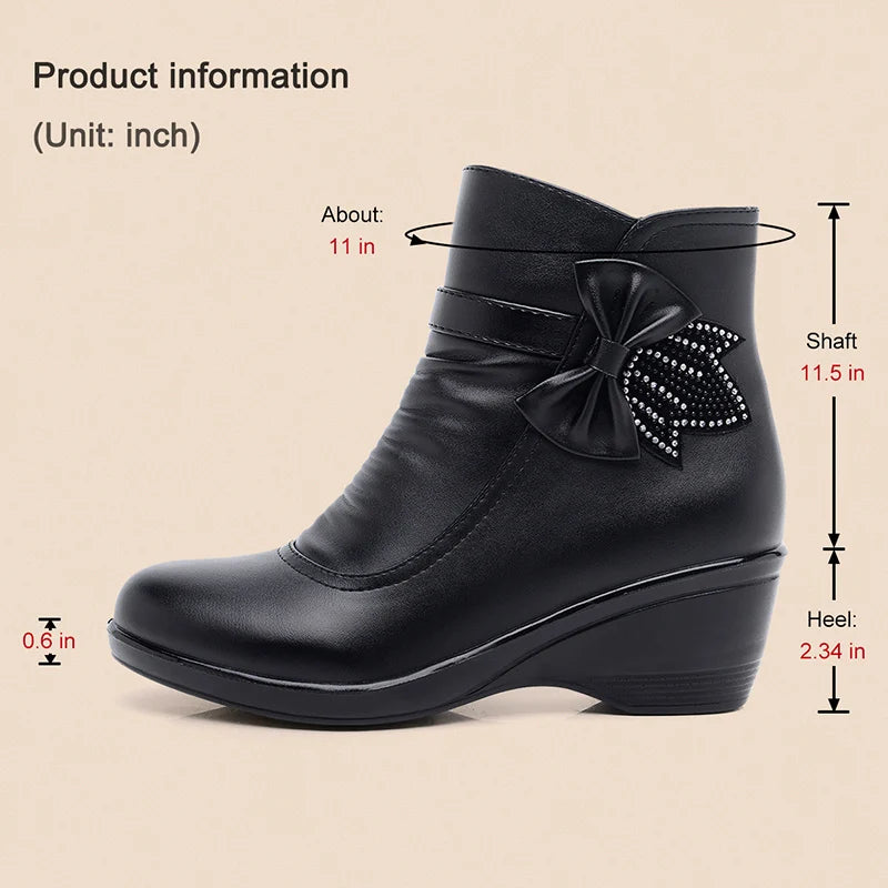Fashion Winter Women Ankle Boots PU Leather Female Thick Plush Warm Snow Boots Mother Waterproof Non-slip Booties Luxury - Buy online at  Vibe In Cart.