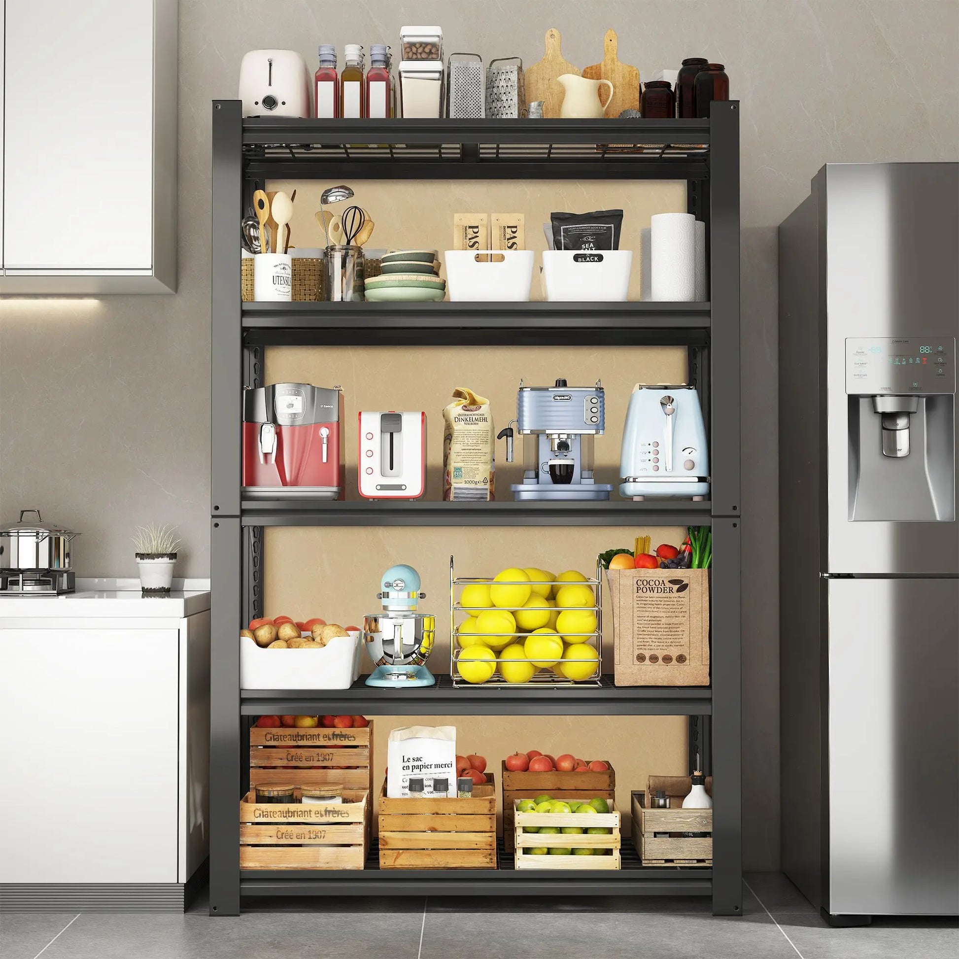 72"H 5-Tier Storage Bookshelf Adjustable Metal Wire Racks Heavy Duty Standing Shelf Organizer for Living Room and Kitchen - Buy online at  Vibe In Cart.