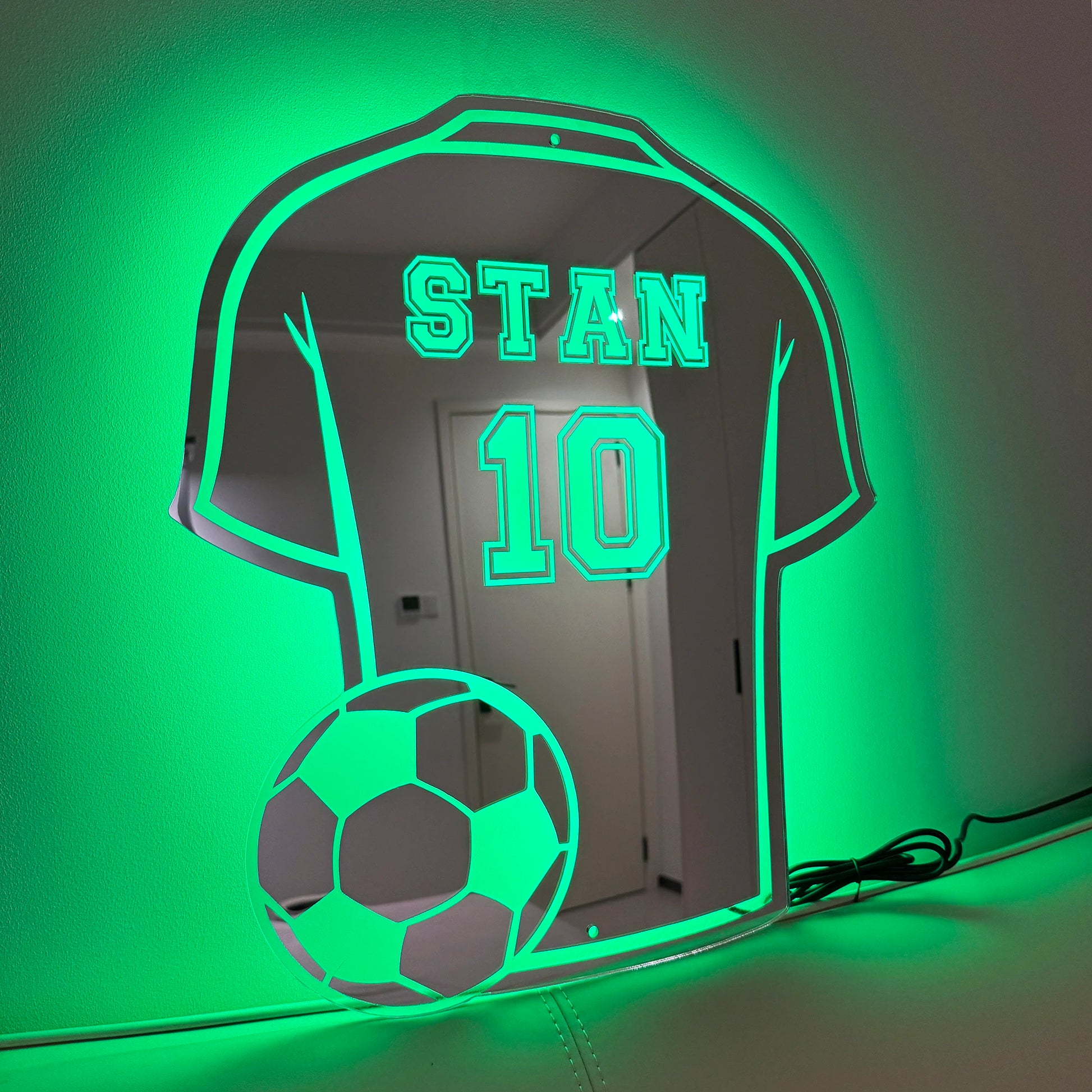 Custom Football Shirt LED Mirror - Personalized Acrylic Gift for Dad, Man Cave Wall Decor (Christmas/Birthday/Father's Day) - Buy online at  Vibe In Cart.