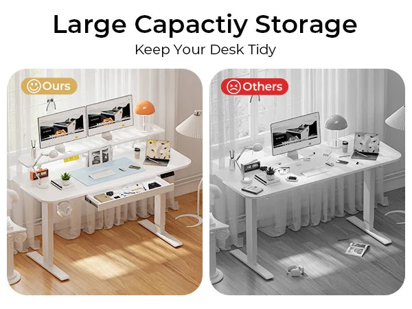 Electric Standing Desk with Drawers, Sit Stand up Desk, Height Adjustable Ergonomic Home Office Computer Desk - Buy online at  Vibe In Cart.